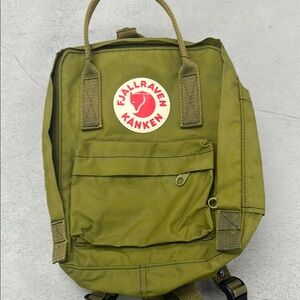 Fjallraven Green Backpack with Boxy Shape and Water-Resistant Fabric